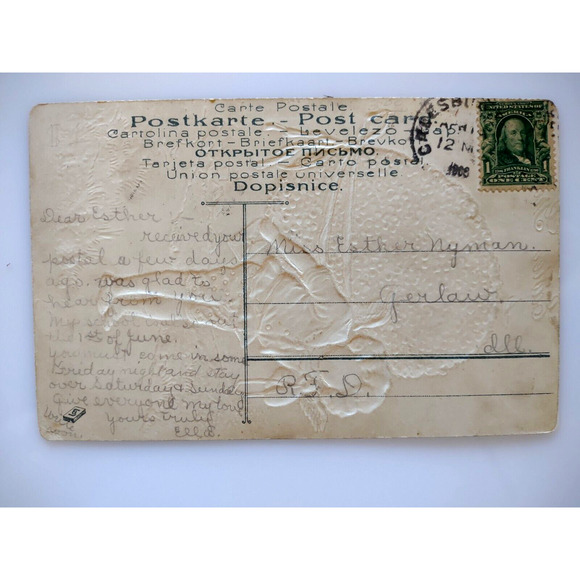 Easter Postcard Fantasy Angel Hauling Exaggerated Egg Series 443 Otto Schloss - Picture 3 of 3